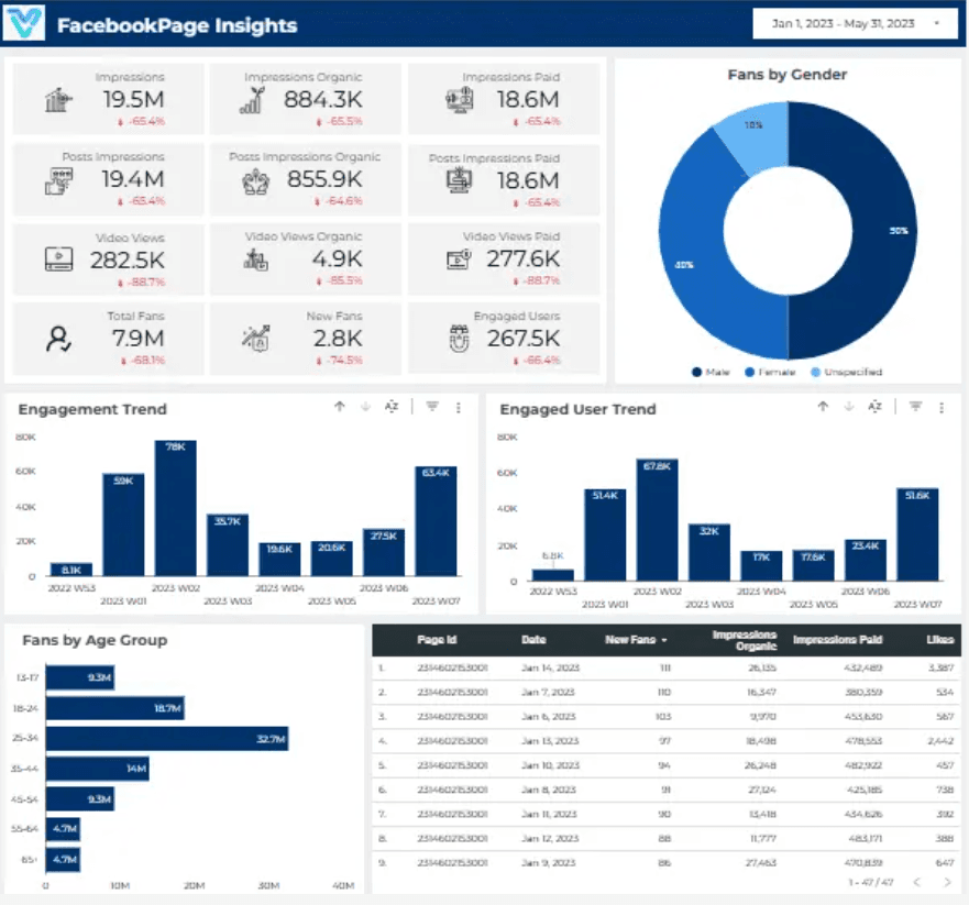Looker Studio Facebook Insight Dashboard