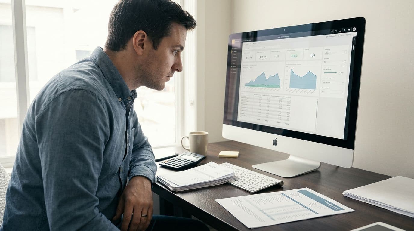 Power BI consulting cost — analyst reviewing budget spreadsheet