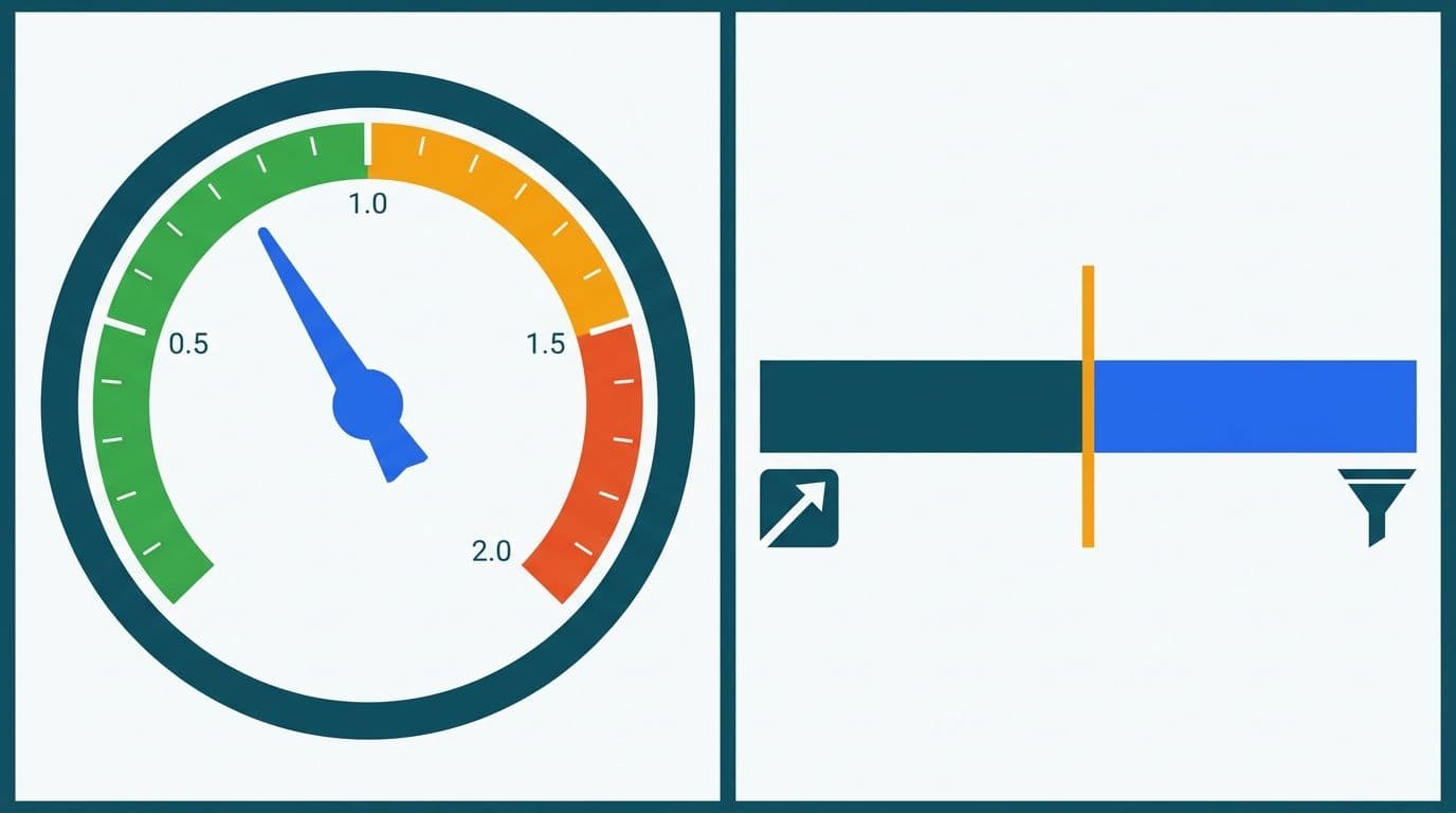 Burn Multiple efficiency meter and Rule of 40 horizontal scoring bar with 40-point threshold marker