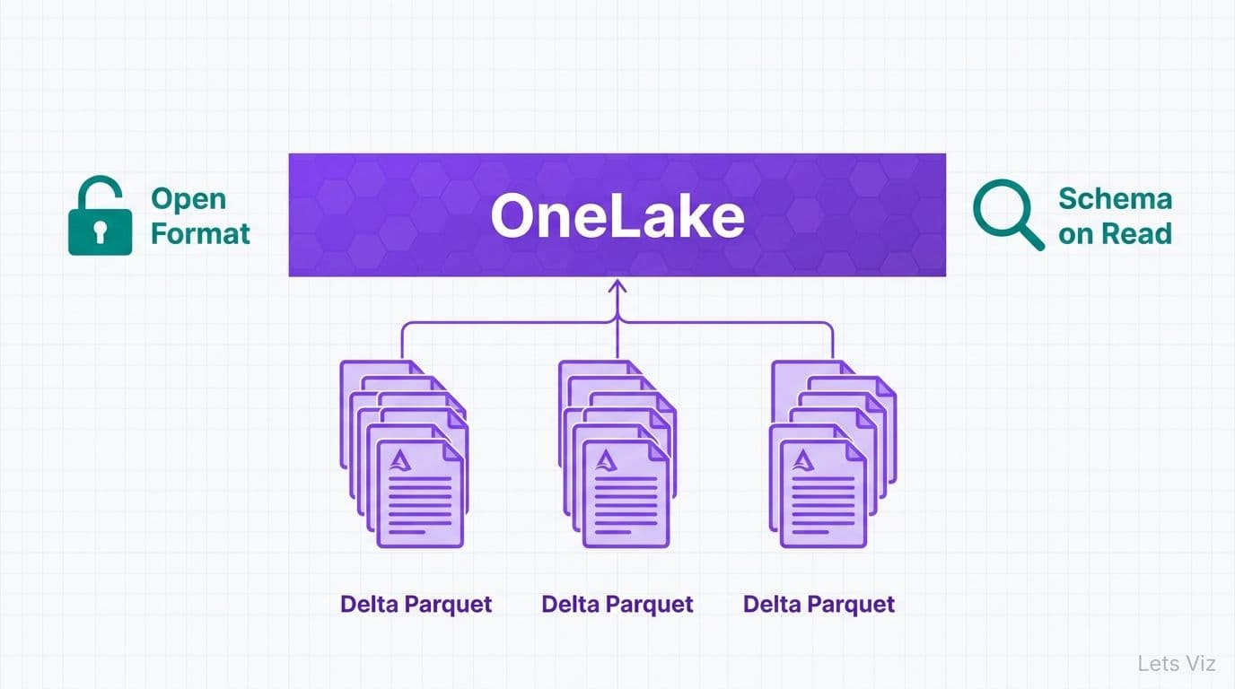 Illustration: OneLake and Delta Parquet storage layer