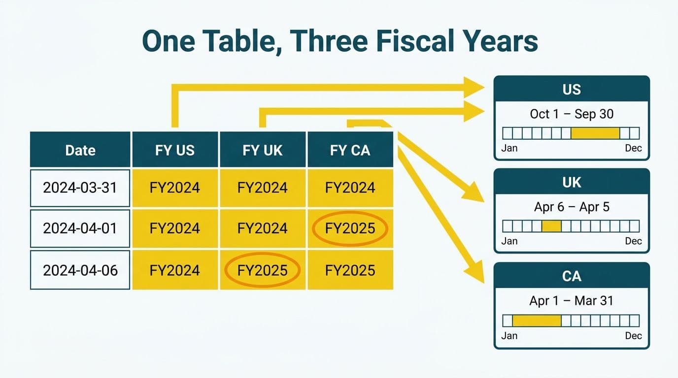 Power BI Fiscal Year Date Table for US, UK and Canada