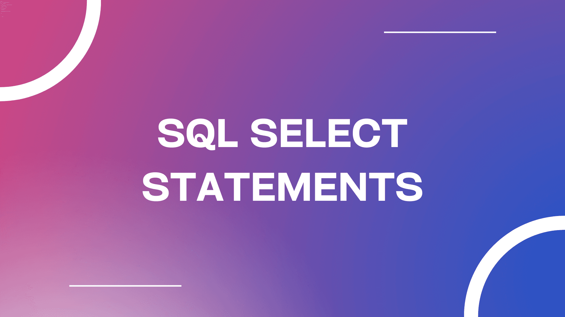 SQL SELECT Statements